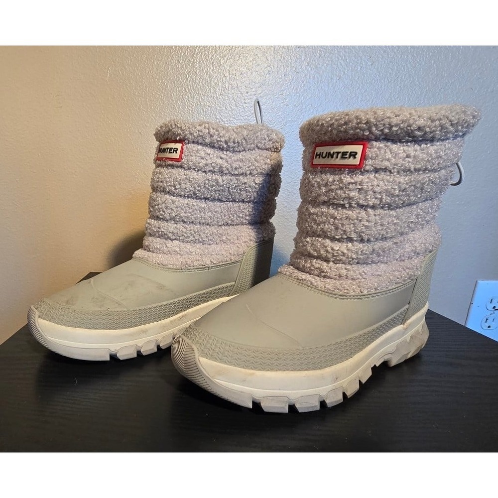 Hunter Sherpa Short Snow Boots women's size 8 in Frosted Grey‎ - Picture 2 of 6